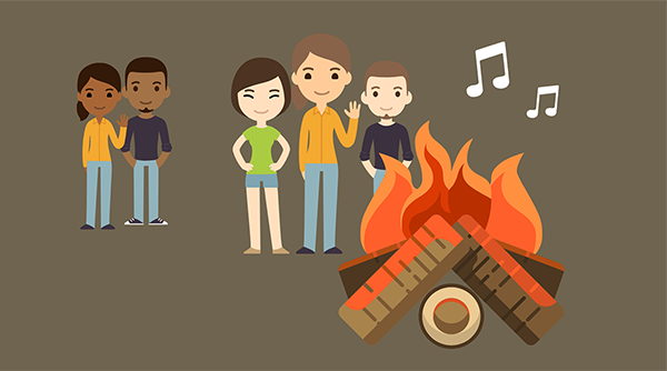 Graphic showing a Midsummer bonfire